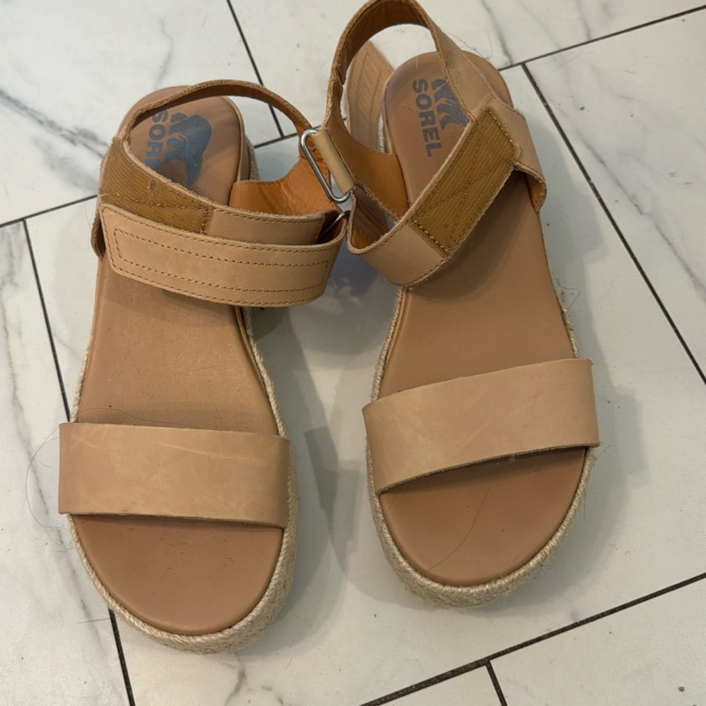 Sorel Women's Tan Leather Espadrille Sandals